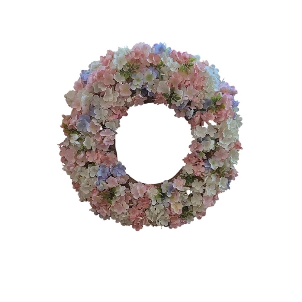Handmade 21" White Pink Lilac Hydrangea Wreath Spring Baby Shower Wedding Mother